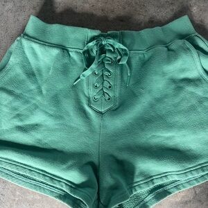 Victoria's Secret Teal Lace-Up High-Waist Athletic Shorts